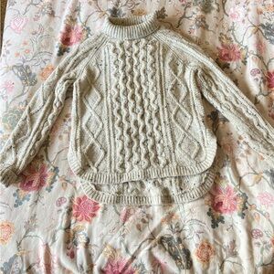 Madewell Cream Cable Knit Fisherman Sweater